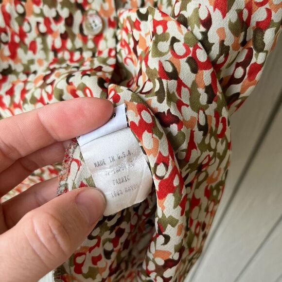 Funky Vintage GIANNI Abstract Blouse – 90s Rayon Sheer Made in USA – Sz 10 M/L - Picture 7 of 12